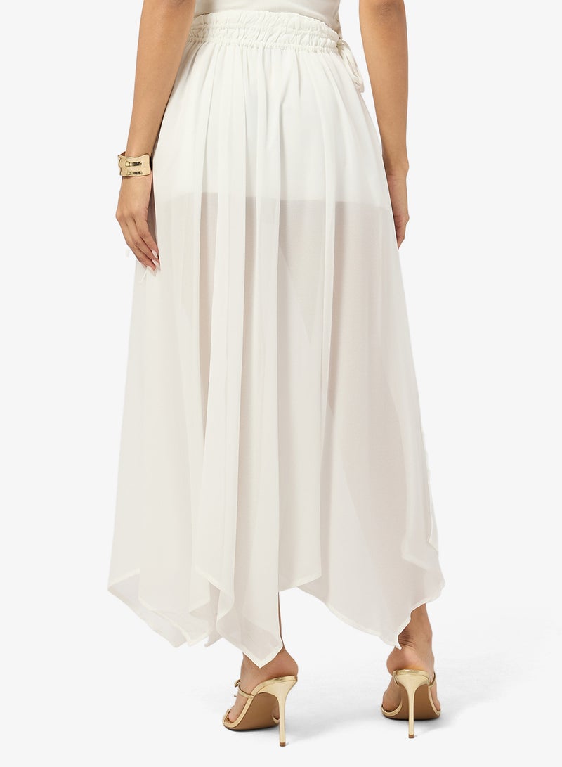Ginger Pleated Assymetric Midi Skirt - Image 2
